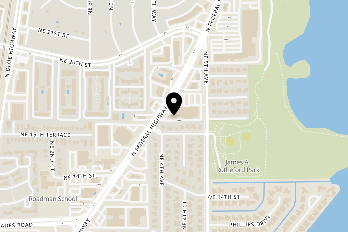 Map showing the location of Orion Fresh Mediterranean Boca Raton on 1654 N Federal Hwy in Boca Raton